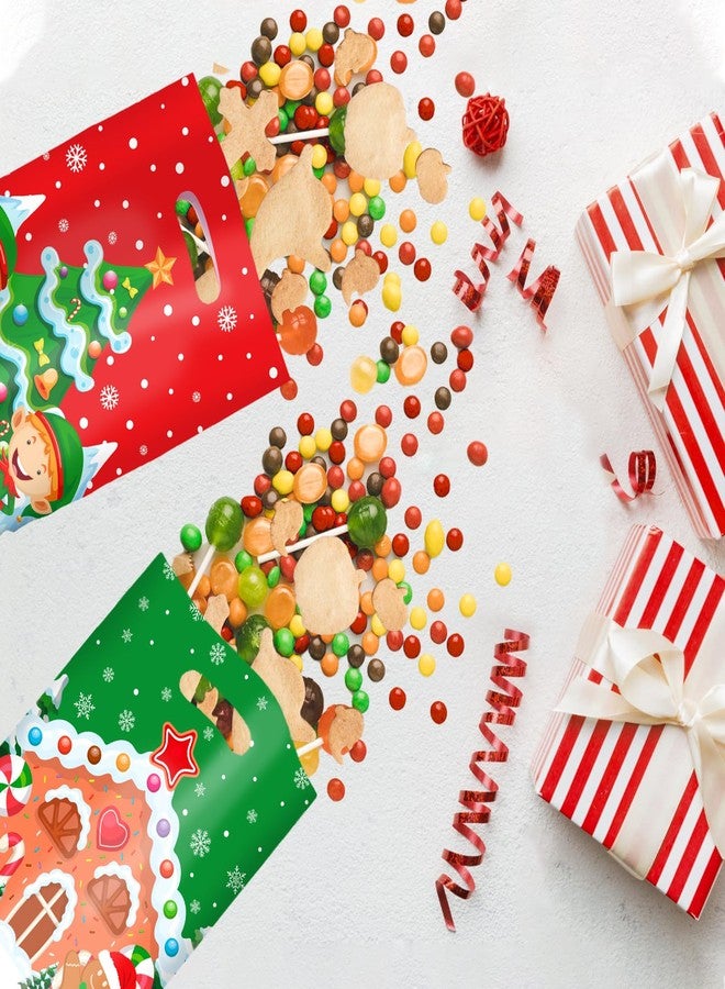 Jocomoni 50Pcs Christmas Goodie Bags Treat Bags Plastic Candy Treat Bags with Handle Gift Bag for Christmas Party Favors Supplies - Image 4
